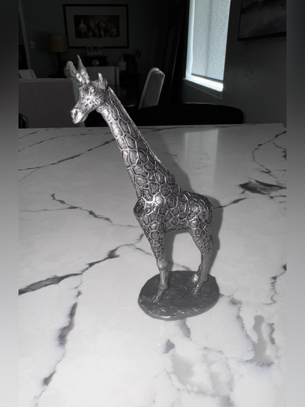 Vintage Japanese Heavy Cast Metal Giraffe Sculpture 6.5” Signed Fujiwara Japan